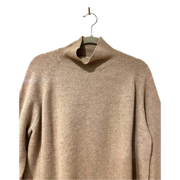 Jumper1234 Mockneck Cashmere Striped Sleeve Sweater in Camel (Sz 3 / L) - Picture 2 of 7